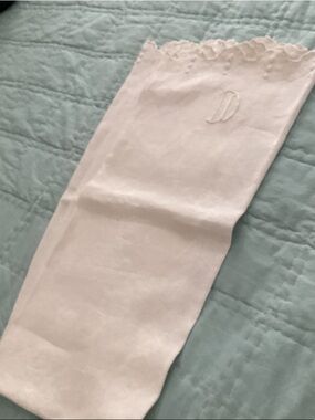 Linen table runner - monogram D